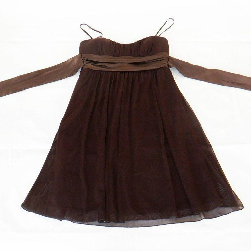 Speechless chocolate brown sheer overlay dress